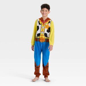 Boys TOY STORY Woody Hooded 1 pc Pajamas Sleeper Union Size XS 4/5 Sm 6/7 NWT